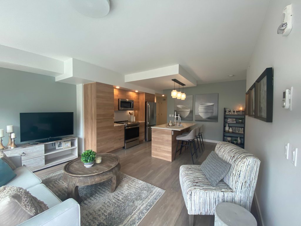 Finished open-plan living space inside Upten